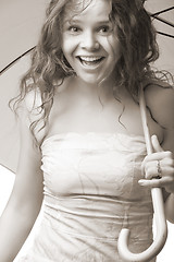 Image showing young girl with umbrella