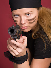 Image showing aggressive girl-pirate