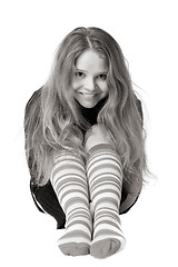 Image showing laughing girl in funny socks