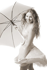 Image showing young girl with umbrella