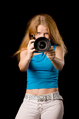 Image showing woman with camera