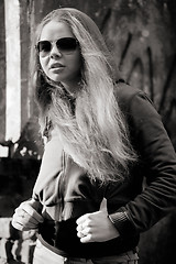 Image showing pensive girl in pirate costume