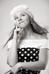 Image showing beautiful thoughtful girl in beret