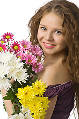 Image showing woman with flowers