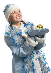 Image showing christmas girl with decoration ball