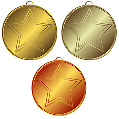 Image showing Collection of gold, silver and bronze medals