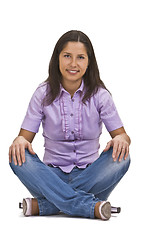 Image showing Woman sitting crossed legs