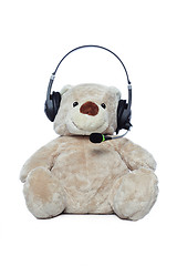 Image showing Teddy bear with headset 