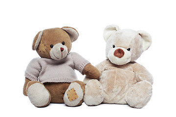 Image showing Two Teddy bears over white background