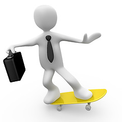 Image showing Businessman On Skateboard