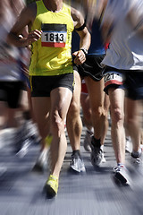 Image showing Marathon runners - blurred motion