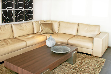 Image showing Beige leather living