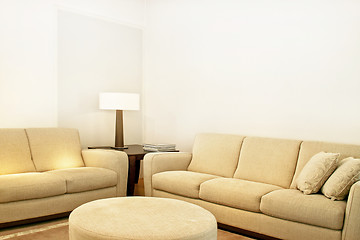 Image showing Beige textile sofas