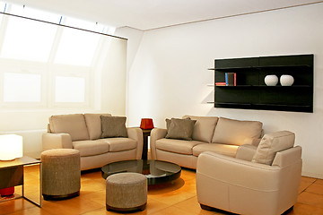 Image showing Brown leather living