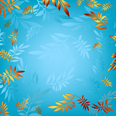 Image showing Blue background with carved leaves