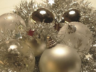 Image showing christmasballs in silver