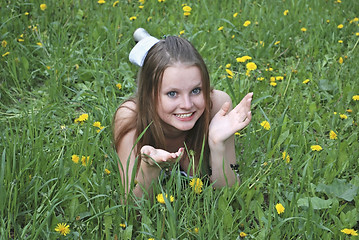 Image showing beautiful girl on lawn