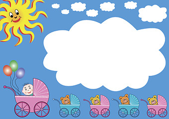 Image showing buggies, clouds and sun