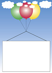 Image showing ballons pulling a white banner