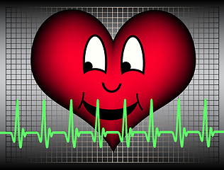 Image showing laughing heart with cardiogram line