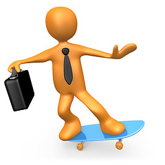 Image showing Businessman On Skateboard