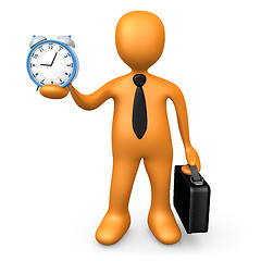 Image showing Businessman Holding A Clock