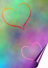 Image showing painted hearts on aquarell background