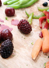 Image showing Fruits and vegetables plate.