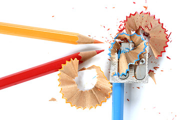 Image showing Pencils and sharpener