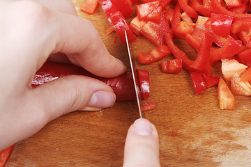 Image showing Chopping vegetables