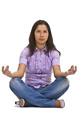 Image showing Casual woman meditating