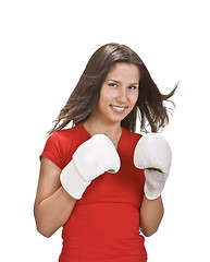 Image showing Girl boxing
