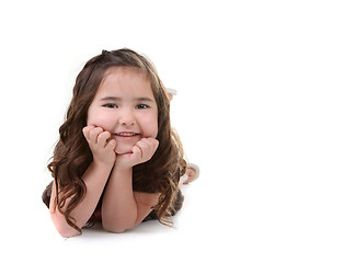 Image showing Smiling Young Toddler Brunette on White Background