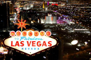 Image showing Las Vegas Welcome Sign With Night Time Strip in the Background