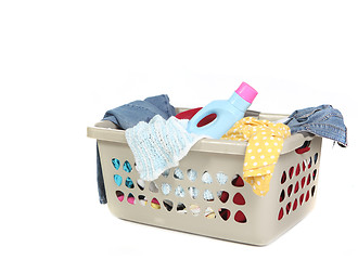 Image showing Basket Full of Dirty Laundry With Detergent