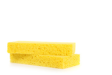 Image showing 2 Yellow Sponges on White Background