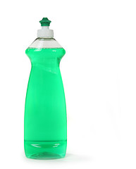 Image showing Green Dishwashing Liquid Soap in a Bottle Isolated