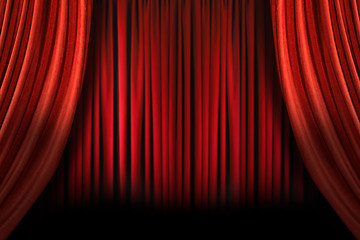 Image showing Old fashioned elegant stage with swag velvet curtains