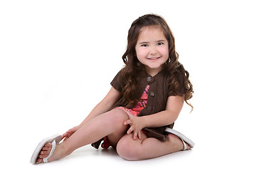 Image showing Charming Brown Eyed Toddler Girl on White Background