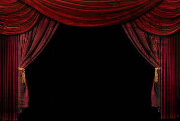 Image showing Old fashioned, elegant theater stage drapes