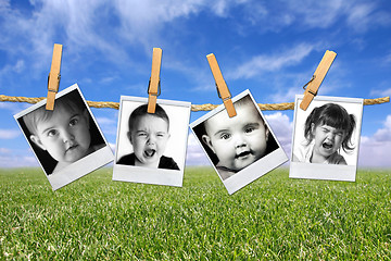 Image showing Toddlers Many Expressions Against a Grunge Mottled Background