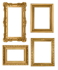 Image showing Vintage Detailed Gold Empty Picure Frames