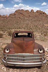 Image showing Old Rusted Out Car in the Desert