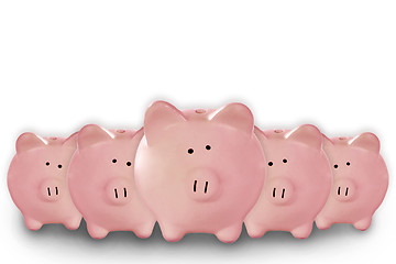 Image showing 5 Piggy Banks Lined up