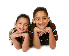 Image showing 2 Hispanic Young Brothers Smiling