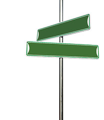 Image showing Green Blank Directional Metal Sign Post