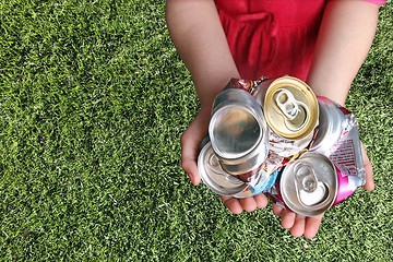 Image showing Aluminum Cans Crushed For Recycling