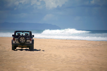Image showing Offroad Vehicle on a Remote Beach in Hawaii