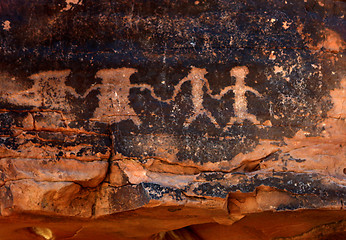 Image showing Native American Petroglyphs in Red Sandstone