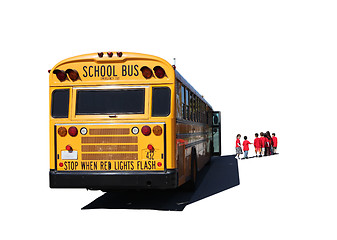 Image showing School Aged Children Departing a School Bus